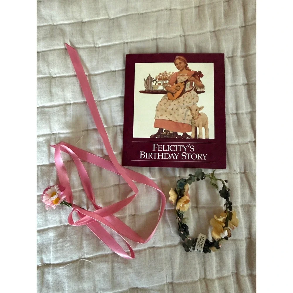 American Girl Felicity Spring Gown Birthday Dress & Vintage hair Pompon